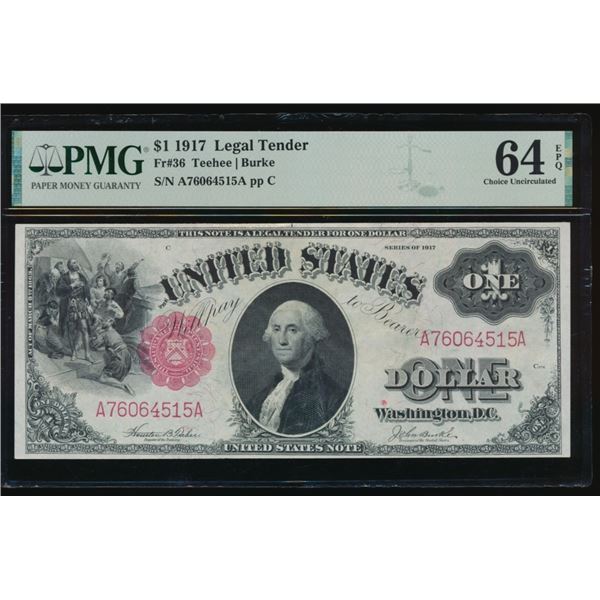 1917 $1 Legal Tender Note PMG 64EPQ