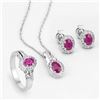 Image 1 : Plated Rhodium 2.08ctw Ruby and White Topaz Jewelry Set