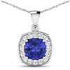 Image 1 : 14KT White Gold 2.10ct Tanzanite and Diamond Pendant with Chain