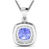 Image 3 : 14KT White Gold 2.10ct Tanzanite and Diamond Pendant with Chain