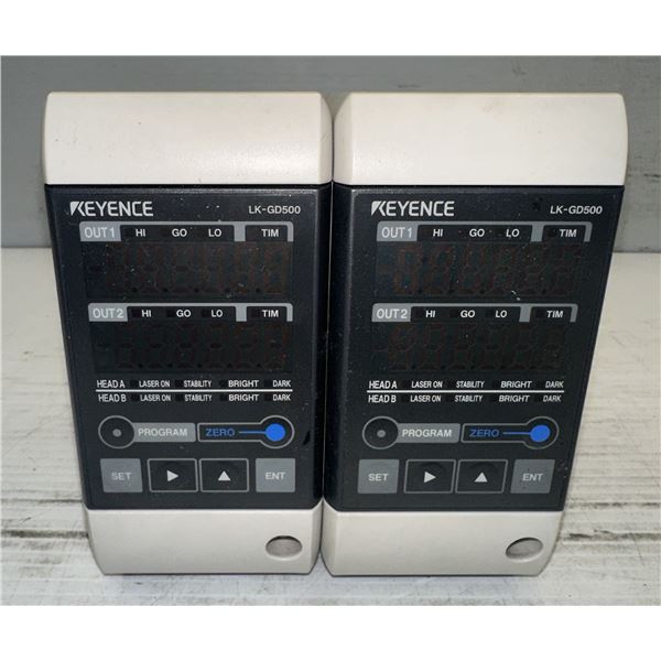 Lot of (2) Keyence #LK-GD500 Laser Displacement Sensors High-Speed High-Accuracy