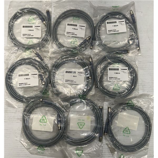 Lot of (9) Turck #SKP3-1.5-SSP3/S90 Connection Lines