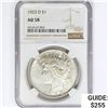 Image 1 : 1923-D Silver Peace Dollar NGC AU58
