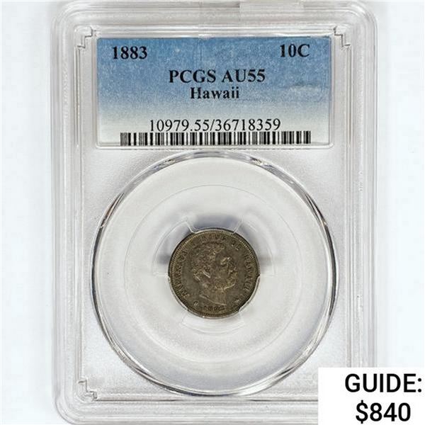 1883 Kingdom of Hawaii Dime PCGS AU55