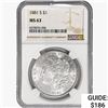Image 1 : 1881-S Morgan Silver Dollar NGC MS63