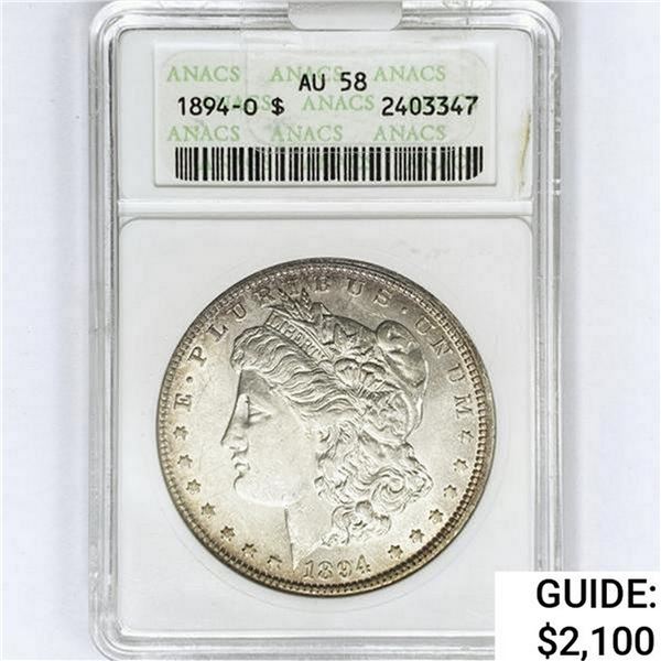 1894-O Morgan Silver Dollar ANACS AU58