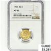 Image 1 : 1905 $2.50 Gold Quarter Eagle NGC MS62