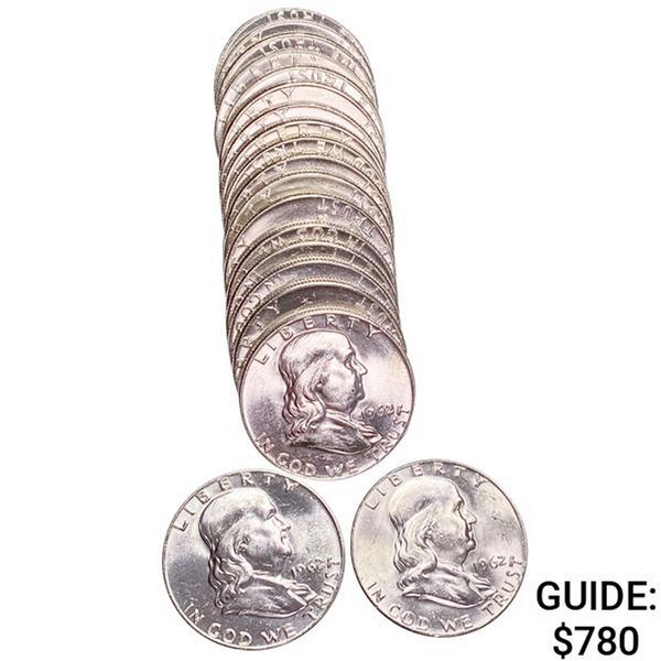 1962 D BU Franklin 50c Roll (20 Coins)