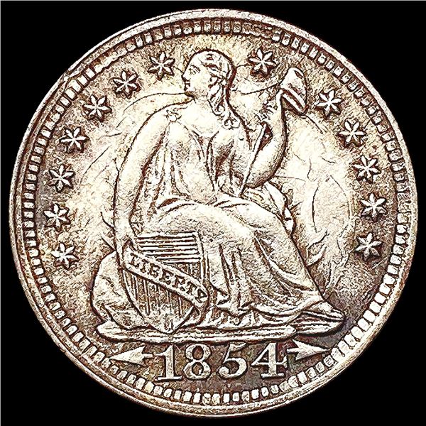 1854 Arws Seated Liberty Dime CHOICE AU