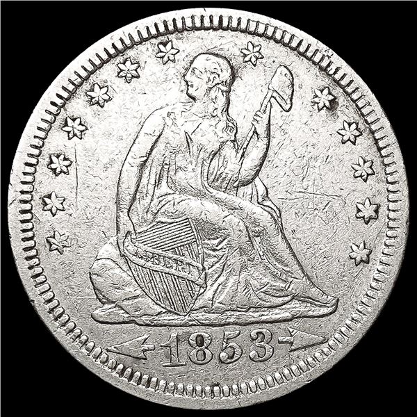 1853 Arws & Rays Seated Liberty Quarter CLOSELY UN