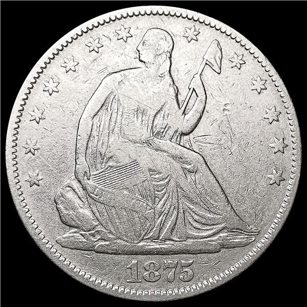 1875 Seated Liberty Half Dollar CLOSELY UNCIRCULAT