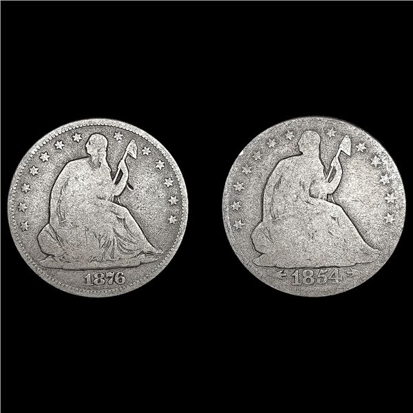 [2] Seated Lib Half Dollars [1854, 1876] NICELY CI