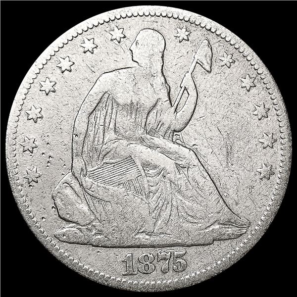 1875 Seated Liberty Half Dollar LIGHTLY CIRCULATED
