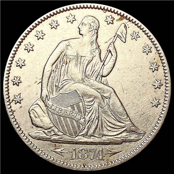1874 Seated Liberty Half Dollar CLOSELY UNCIRCULAT