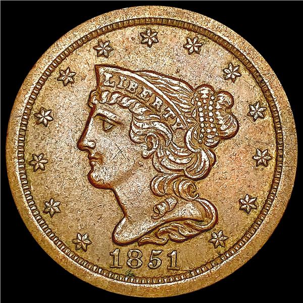 1851 C-1 Braided Hair Half Cent CLOSELY UNCIRCULAT