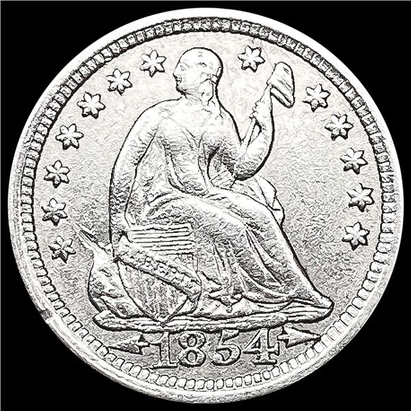 1854 Arws Seated Liberty Half Dime CLOSELY UNCIRCU