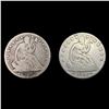 Image 1 : [2] 1855-O Arws Seated Lib Half Dollars NICELY CIR