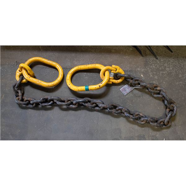 LIFTING CHAIN SLING W. 2 HOOP RINGS 18,100 LBS CAP