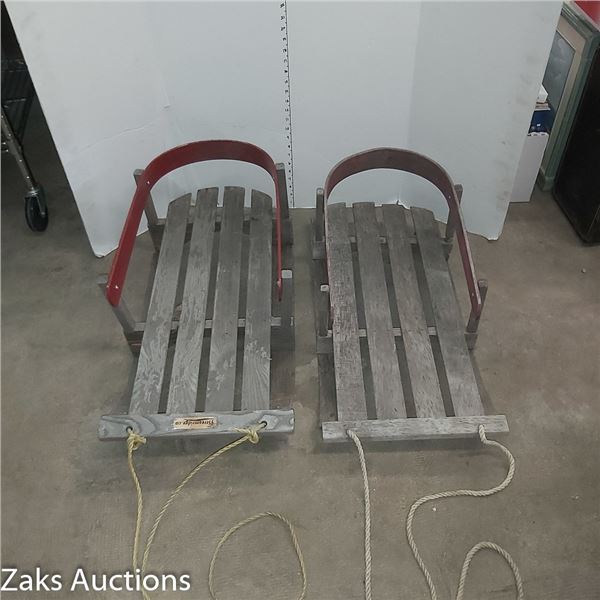 Pair of Wooden Sleds