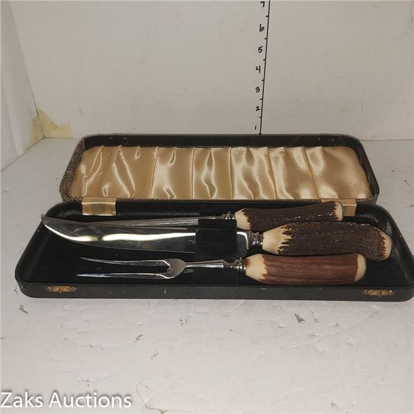 Estate | Mutual Hiron Wild. Sheffield | Resin Antler Handled Carving Set