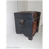 Image 2 : Faux Patent Leather Footstool | Hinged Cubby Storage Bin w/ Contents