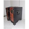 Image 3 : Faux Patent Leather Footstool | Hinged Cubby Storage Bin w/ Contents