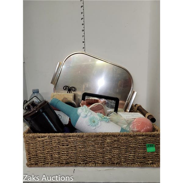 Estate | Sea Grass Basket with Various Items