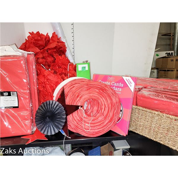 Red Lot of Party Decorations (New)