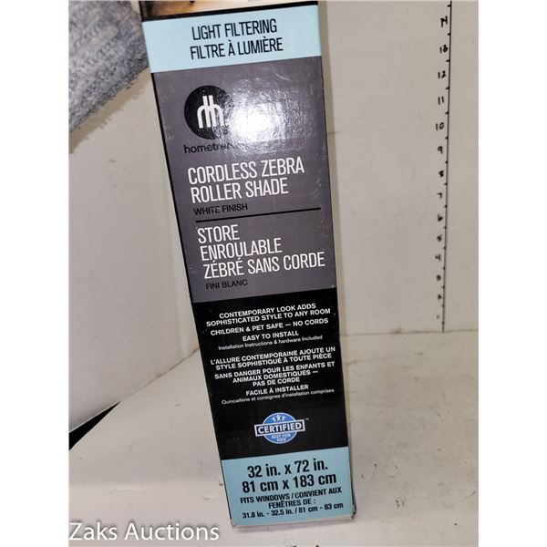 New | Light Filtering | Cordless Zebra Roller Shade | 32x72"