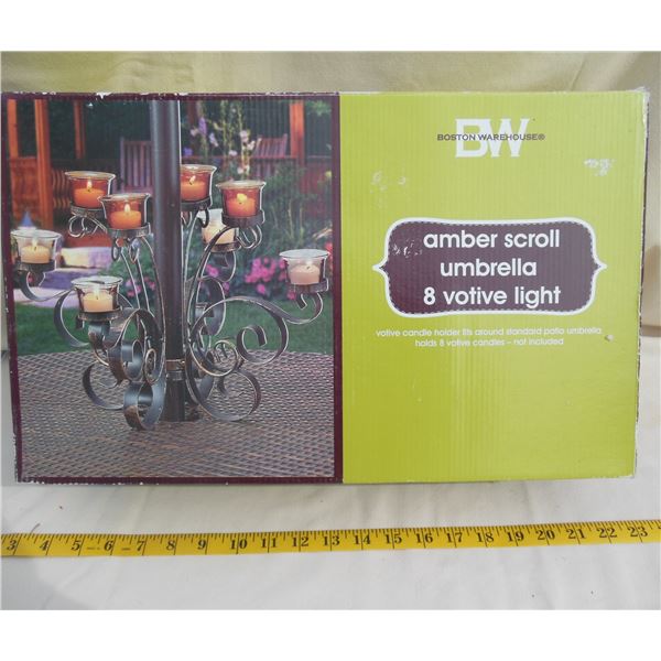New Amber Scroll 8 Votive Umbrella Holder