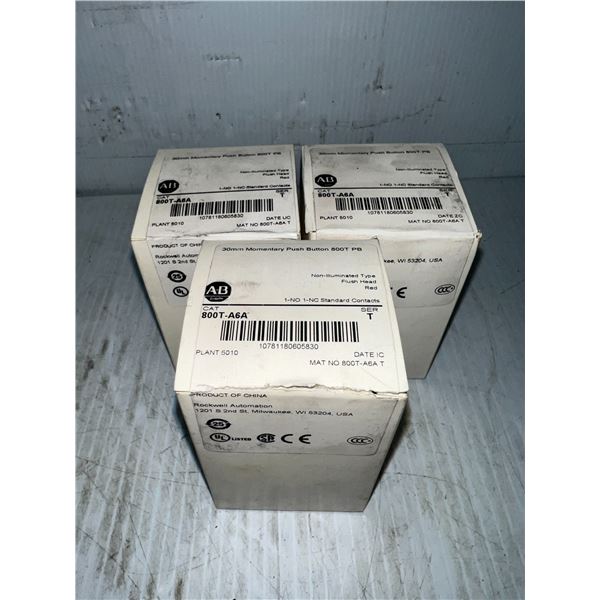 (3) Allen-Bradley #800T-A6A Push Buttons