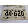 Image 2 : Pair of Saskatchewan 1937 Coronation Year License Plates