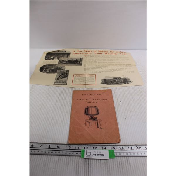 Instructions for Steel Butter Churns, De Leval Pamphlet