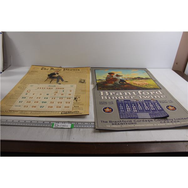 The Daily Phoenix 1909 Calendar, Brantford Binder Twine 1939 Calendar - As Is