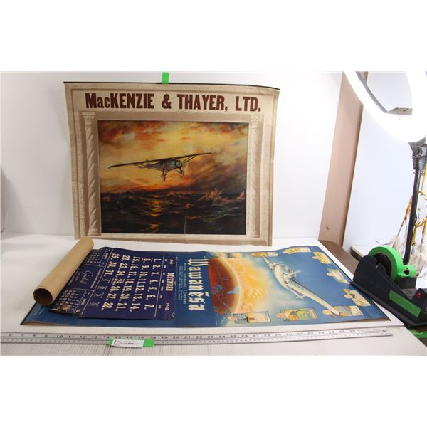 Mackenzie & Thayer Ltd Airplane Picture, Wawanesa 1940 Calendar