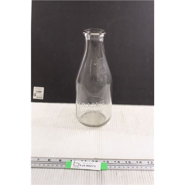 W.A. Davis Dairy Glass Milk Bottle