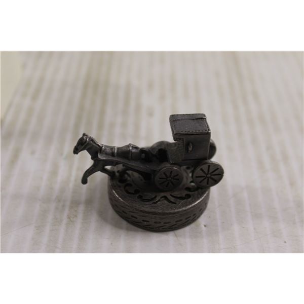 Miniature Pewter Horse & Carriage Ornament