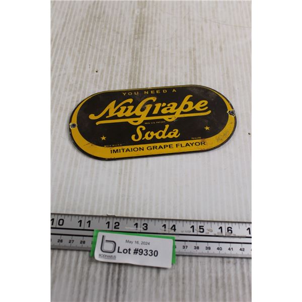 NuGrape Soda Sign - 3 1/2" x 7"