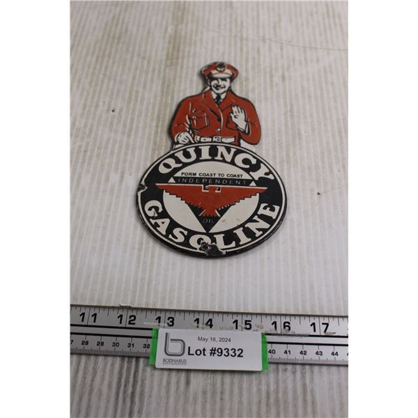 Quincy Gasoline Sign - 4 1/2  x 8 