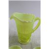 Image 2 : *Mosser Green Opalescent Eye Winker Uranium Vaseline Glass Pitcher Set