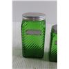 Image 2 : (4) Green Depression Glass Canisters