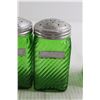 Image 4 : (4) Green Depression Glass Canisters