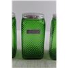 Image 3 : (5) Green Depression Glass Canisters
