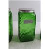 Image 5 : (5) Green Depression Glass Canisters