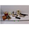 Image 1 : Antique Shaving Lot: Razors, Shaving Cream Mug & Brush, Trimmer, Sharpening Stone