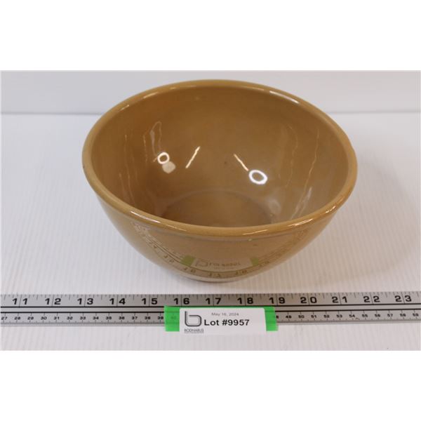 Medalian Potteries Bowl Made in Medicine Hat - 9" Diameter