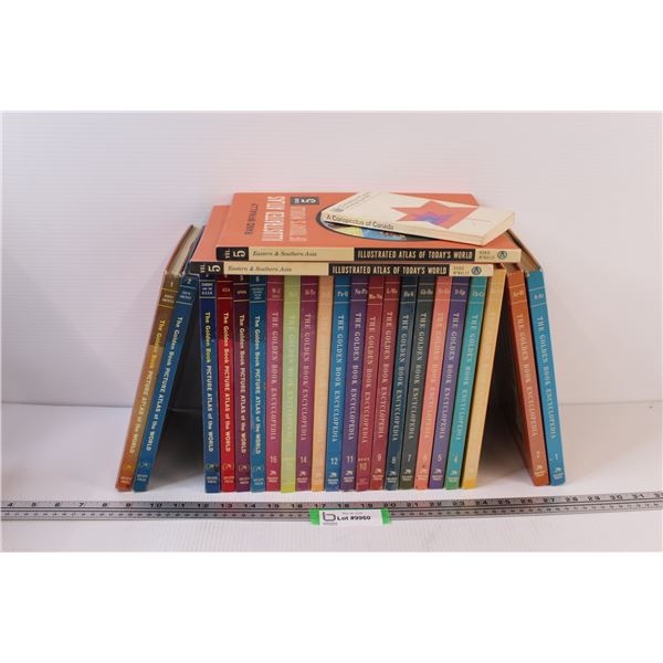 Vintage Golden Picture Encyclopedia's & Atlas's Lot