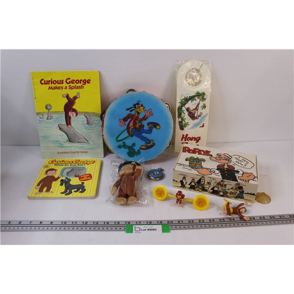 Lot of: Curious George, Goofy, Popeye Memorbila