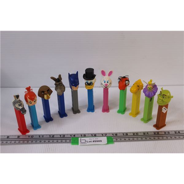 (11) PEZ: Donald Duck, Shrek, Madgascar Movie Characters, Misc