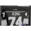 Image 2 : *Los Angeles Kings #74 Dwight King Framed Jersey - 40" x 32" x 3" (Player from Meadow Lake Sask)